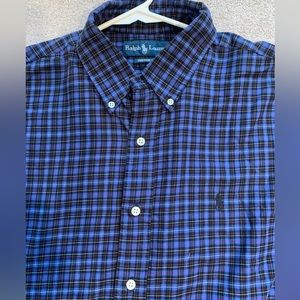 Mens Polo Ralph Lauren Custom Fit Button down checkered Size Large long sleeve